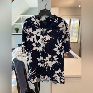 Express Floral Rayon Short Sleeve Shirt